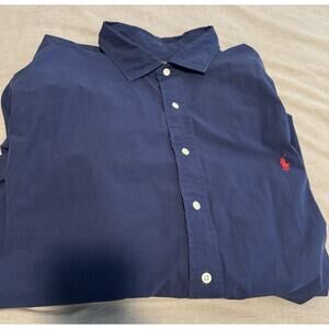 Ralph Lauren Button Down Oxford Shirt Mens 3XB Navy Blue Long Sleeve Cotton